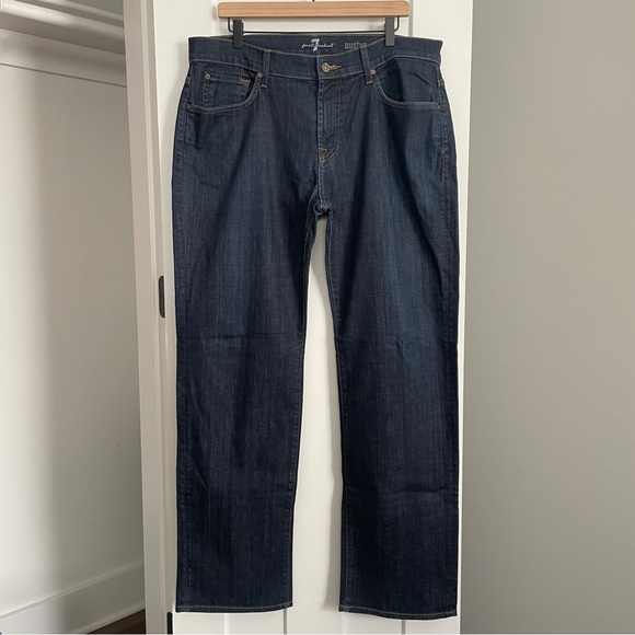 7 For All Mankind Austyn Relaxed Straight Leg Blue Denim Jeans‎ Mens 36x33 - Picture 1 of 9
